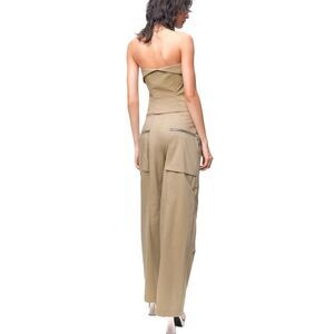 ZARA NWT Topstitched zippered pants in Taupe Size L